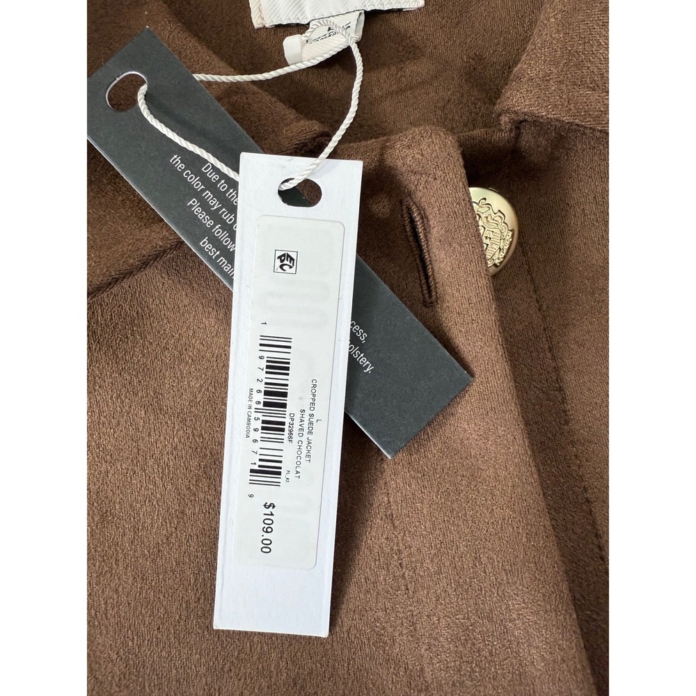 Steve Madden Womens Cropped Faux Suede Jacket Shaved Chocolat Brown DP32966F L - Picture 8 of 13
